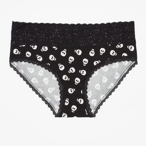 🐢 MAURICES Size 20w-22w Happy Skulls Lace Trim Hipster Panty NWT